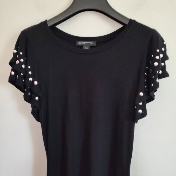 Ladies SZ PM Inc Black Flutter Sleeve T-Shirt - Picture 2 of 4